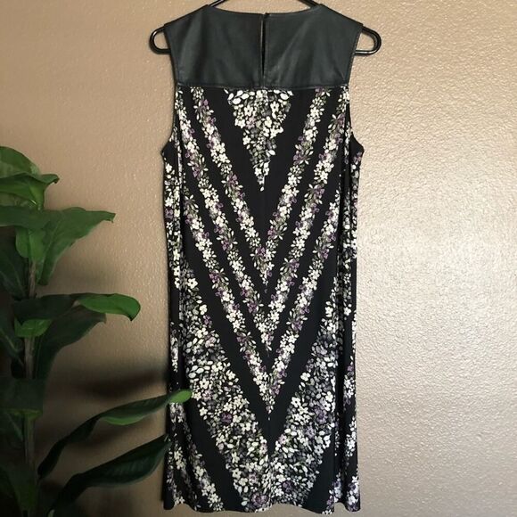 BCBG Faux Leather Floral Dress Small - Picture 2 of 4
